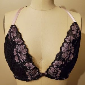 34DD Adore Me front closure bra black/pink